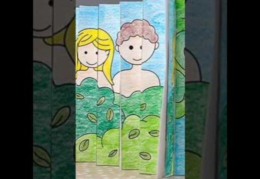 Adam et Eve en agamographe (Coloriage et collage) Vorschau